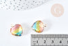 Pendentif coeur laiton doré cristal multicolore facettes 20mm,pendentif cristal, pendentif doré,création bijoux, x1 G8487