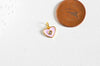 Pendentif coeur laiton doré émaillé et zircon ,pendentif doré,coeur doré, pendentif laiton doré,9x9mm, X1 G3578