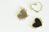 Pendentif coeur laiton doré émaillé,pendentif doré,creation bijoux,coeur doré, pendentif laiton doré,23mm, l'unité,G2950