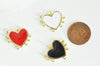 Pendentif coeur laiton doré émaillé,pendentif doré,creation bijoux,coeur doré, pendentif laiton doré,23mm, l'unité,G2950