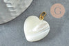 Pendentif coeur nacre blanche naturelle doré 20mm, x1 G2609