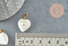 Pendentif coeur nacre blanche naturelle doré cristal,pendentif coeur,coeur nacre,coquillage blanc,création bijou, 19mm, x1 G1065