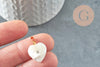 Pendentif coeur nacre blanche naturelle doré cristal,pendentif coeur,coeur nacre,coquillage blanc,création bijou, 19mm, x1 G1065