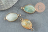 Pendentif connecteur amazonite naturelle laiton doré 27.5mm,création bijoux pierre naturelle, x1 G0964