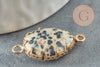 Pendentif connecteur jaspe dalmatien naturel laiton doré 27mm,creation bijou pierre naturelle, x1 G3795