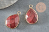 Pendentif connecteur jaspe rouge naturel laiton doré 23mm,création bijou pierre naturelle, x1 G5163