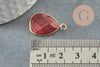 Pendentif connecteur jaspe rouge naturel laiton doré 23mm,création bijou pierre naturelle, x1 G5163