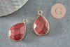 Pendentif connecteur jaspe rouge naturel laiton doré 23mm,création bijou pierre naturelle, x1 G5163