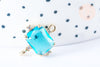 Pendentif connecteur rectangle cristal bleu transparent laiton doré 17.5mm, pendentif création bijoux, x1 G6723