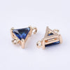 Pendentif connecteur triangle doré cristal bleu saphir 11x8mm,pendentif doré cristal coloré création bijoux, x1 G5889