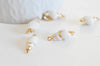Pendentif coquillage blanc spirale doré,pendentif doré,Pendentif coquillage,coquillage bijou,coquillage or,20mm, x2 G0706