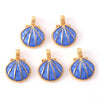 Pendentif coquillage doré bleu 24.5mm, pendentif coquillage pour création bijoux X 2 G5793