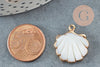 Pendentif coquillage nacre blanche naturelle doré,pendentif coquillage nacre,coquillage blanc, 23mm, x1 G3055