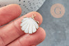 Pendentif coquillage nacre blanche naturelle doré,pendentif coquillage nacre,coquillage blanc, 23mm, x1 G3055