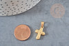 Pendentif croix acier 304 doré inoxydable 19mm,breloque acier inoxydable doré pour création bijoux religion, x1 G2894