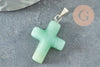 Pendentif croix aventurine verte, fournitures créatives, pendentif pierre, support doré, création bijoux, pierre naturelle, 15mm, x1 G1977