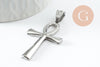 Pendentif croix copte acier 304 inoxydable argent 44.5mm,création bijoux religion, x1 (G9833)