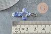 Pendentif croix sodalite bleue, fournitures créatives, pendentif pierre, support platine, création bijoux, pierre naturelle, 15mm, x1 G1978