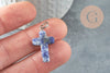 Pendentif croix sodalite bleue, fournitures créatives, pendentif pierre, support platine, création bijoux, pierre naturelle, 15mm, x1 G1978