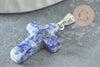 Pendentif croix sodalite bleue, fournitures créatives, pendentif pierre, support platine, création bijoux, pierre naturelle, 15mm, x1 G1978