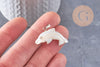 Pendentif dauphin nacre blanche naturelle laiton platine 27-29mm, création bijoux coquillage blanc, x1 (G9916)