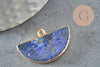 Pendentif demi-lune lapis lazuli naturel fer doré 27mm,Pendentif création bijoux pierre naturelle x1 G3941