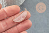 Pendentif demi-lune quartz rose Naturel laiton doré 32mm,creation bijou,Pendentif bijou pierre naturelle, x1 G1427