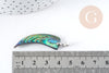 Pendentif dent nacre noire naturelle abalone laiton argenté 39-55mm,pendentif coquillage noir Ormeau, x1 (G8905)