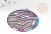 Pendentif estampe filigrane feuille acier multicolore, Pendentif très fin et léger, 31.5x30,X2 G4098