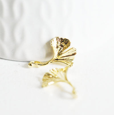 Pendentif feuille gingko laiton doré 18K 20mm,breloque laiton feuille Gingko, x1 G3811