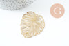 Pendentif feuille monstera laiton brut 49mm, création bijoux laiton brut x1 G0908