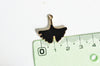 Pendentif feuilles gingko zamac doré émail noir,breloque laiton feuille Gingko pour création bijoux doré,22.5mm, X2 G5283