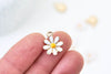 Pendentif fleur Marguerite doré émaillé zamac doré,pendentif fleur création bijoux, pendentif doré, 17.5mm, X1 G5519