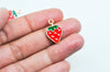 Pendentif fraise doré émaillé rouge,pendentif fruit création bijoux, pendentif doré, 20.5mm, X2 G4528