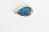 Pendentif goutte agate bleu support doré, pendentif pierre agate naturelle verte,création bijoux en pierre naturelle, 32mm, x1 G2040