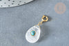 Pendentif goutte amulette cristal de roche naturel acier inoxydable doré 30mm, pendentif pierre naturelle, x1 G7631