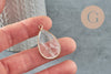 Pendentif goutte cristal doré 35mm,pendentif cristal transparent, pendentif pierre,cristal naturel, pendentif collier, x1 G0489