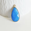 Pendentif goutte jade bleu doré, pendentif jade, pendentif pierre,jade naturel, jade teinté bleu,33mm, x1 G5224