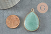 Pendentif goutte jade verte doré,pendentif jade,pendentif pierre,agate naturelle,pendentif jade naturel,35mm, x1 G5422