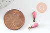 Pendentif goutte laiton brut émail rose,fournitures créatives, laiton doré, pendentif goutte, 11mm, X10 G2420