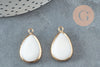 Pendentif goutte nacre blanche naturelle doré 23mm,nacre blanche, pendentif coquillage blanc, x2 G3871