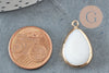 Pendentif goutte nacre blanche naturelle doré 23mm,nacre blanche, pendentif coquillage blanc, x2 G3871