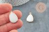 Pendentif goutte nacre blanche naturelle doré 23mm,nacre blanche, pendentif coquillage blanc, x2 G3871