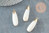 Pendentif goutte nacre blanche naturelle laitonN doré 32x10mm,nacre blanche,bijou nacre,coquillage blanc, x1 G2777