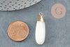 Pendentif goutte nacre blanche naturelle laitonN doré 32x10mm,nacre blanche,bijou nacre,coquillage blanc, x1 G2777