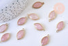 Pendentif goutte quartz rose naturel support laiton doré, pendentif pierre, création bijoux pierre naturelle, 21.5mm, x1 G5591