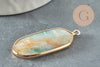 Pendentif hexagone amazonite naturelle laiton doré 37mm,Pendentif bijoux pierre pour création collier, x1 G5174