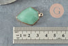 Pendentif hexagone aventurine verte naturelle fer doré 30mm, x1 (G5173)