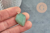 Pendentif hexagone aventurine verte naturelle fer doré 30mm, x1 (G5173)