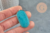 Pendentif hexagone jade naturel bleu laiton doré 49mm, x1 (G0861)